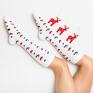 pomysł na święta upominki skarpetki ciepłe zimowe podkolanówki mad socks w motywy graficzne: łosie ubrania renifer