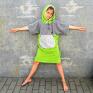 Surf - Neon Lime - poncho dla surferki bawełniany szzlafrok