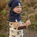 Zimowy zestaw granatowy dla dziecka - czapka i komin handmade z bawełny