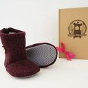 Ciepłe bambosze handmade z wełny zapinane na zamek - zimowe papcie dla dziecka