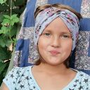 Opaska dziecięca turbanowa Boho Kwiaty - ręcznie robiona z dzianiny
