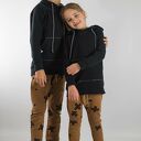 Brązowe spodnie baggy z łatami - handmade dla dziecka