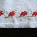 Bawełniana sukienka „Tulipany” - handmade na drutach i szydełku, rozmiar 86