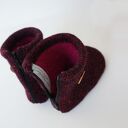 Ciepłe bambosze handmade z wełny zapinane na zamek - zimowe papcie dla dziecka