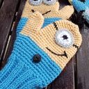 Rękawiczki dziecięce Minionki na zimę - robione na szydełku