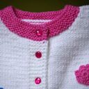 Sweterek „Kwiatki” - ciepły, rozpinany handmade 80/86