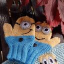 Rękawiczki dziecięce Minionki na zimę - robione na szydełku