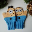 Rękawiczki dziecinne/rękawiczki minionki/ręcznie robione na szydełku/