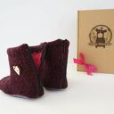 Ciepłe bambosze handmade z wełny zapinane na zamek - zimowe papcie dla dziecka