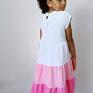 biało różowa dla dziewczynki sukienka muślinowa