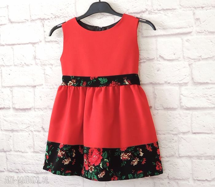 Ręcznie wykonane ubranka, dla dziecka czerwona sukienka