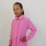 muślinowa różowa - asymetryczna dziecięca w tyle ozdobny karczek. Koszula dla dziewczynki