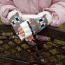 rękawiczki te wesołe, kolorowe są ręcznie robione na drutach jesien zima