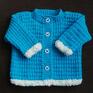Rozpinany sweterek wykonany z miękkiej włóczki akrylowej. Guziczki z motylkami:) niemowlę