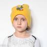żółte czapka dziecięca polarowa bez podszewki ciepła i miła, obwód głowy etno