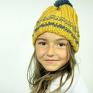 żółte czapka handmade. 004 beanie zima