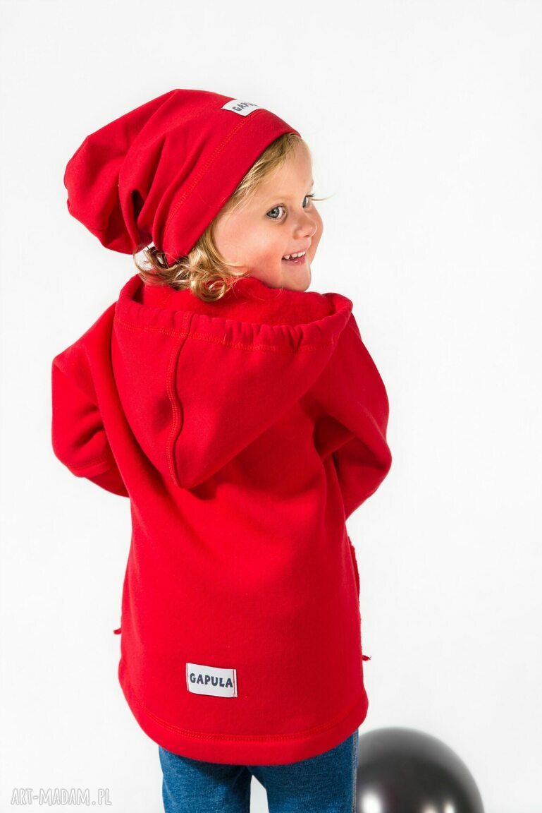 handmade ubranka, dla dziecka czapa czerwona gapula