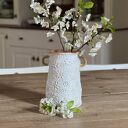 Wazon ceramiczny z uszkami w margerytki - ręcznie wykonany