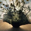 Szklany wazon fusingowy „Szara fala”