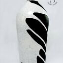 Wazon Raku biało-czarny - ceramika handmade z białym szkliwem i spękaniami