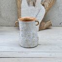 Wazon ceramiczny z uszkami w margerytki - ręcznie wykonany