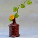 Czerwona butelka ceramiczna - wazon handmade z ceramiki (17 cm)