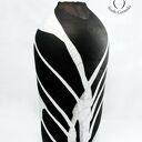 Wazon Raku biało-czarny - ceramika handmade z białym szkliwem i spękaniami