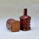 Czerwona butelka ceramiczna - wazon handmade z ceramiki (17 cm)