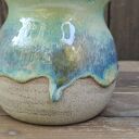 Ceramiczny wazon na kwiaty c841 z kamionki - turkusowy efekt szkliwa