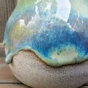 Ceramiczny wazon na kwiaty c841 z kamionki - turkusowy efekt szkliwa