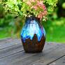 Duży wazon ceramiczny - z malowniczymi zaciekami - niebiesko brązowy 18 cm ozdobny