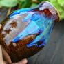 wazony: Duży wazon ceramiczny - z malowniczymi zaciekami - niebiesko brązowy 18 cm ceramika na prezent