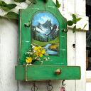 Wieszak z półeczką i malowanym pejzażem - Lato w górach