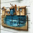 Drewniany wieszak ścienny z malowanym pejzażem - Fiordy