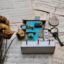 Wieszak turkusowy domek na klucze