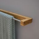 Dębowy wieszak na ręczniki z prętem ze stali nierdzewnej 58 cm