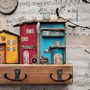 Wieszak z kolorowymi domkami no 1