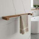Dębowy wieszak na ręczniki z prętem ze stali nierdzewnej 58 cm