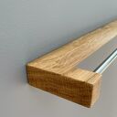 Dębowy wieszak na ręczniki z prętem ze stali nierdzewnej 58 cm