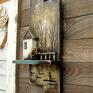 pionowy wieszaczek malowane na drewnie zmierzch z malowanym pejzażem na klucze, na drewniany wieszak