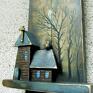 Galeria Fajny Domek z domkami mały wieszaczek drewniany - stara kapliczka wieszak na klucze