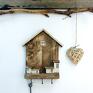 wieszaki: Domek - mały, drewniany wieszaczek na klucze - z drewna do przedpokoju na ścianę