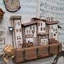 drewniane domki wieszaki ręcznie malowane rustykalny z domkami ecru no 1 na prezent
