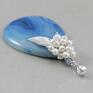 Niebieski agat w perłach i srebrze - srebro wisior