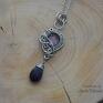 Wisiorek z Ametystem, stal chirurgiczna, wire wrapping - ametyst