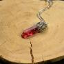 surowy wisiorki wire wrapping wisiorek talizman czerwony kryształ górski