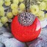 wisiorki: pomarańczowy naszyjnik z wisiorkiem vintage biżuteria barwna postarzana okrągły wisiorek kolorowy gaia online