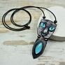 wisiorki: Długi wisior czarny kot - handmade biżuteria