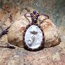 kamienie biżutria ceramiczna lis portret porcelanowy z ametystami i perłą naturalną wisiorki prezent dla niej