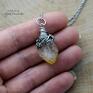 Wisiorek cytryn surowy, wire wrapping, stal chirurgiczna